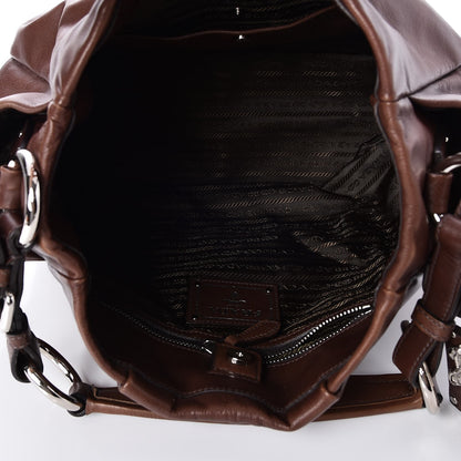 Prada Soft Calf Pleated Hobo Nocciolo 5 of 9