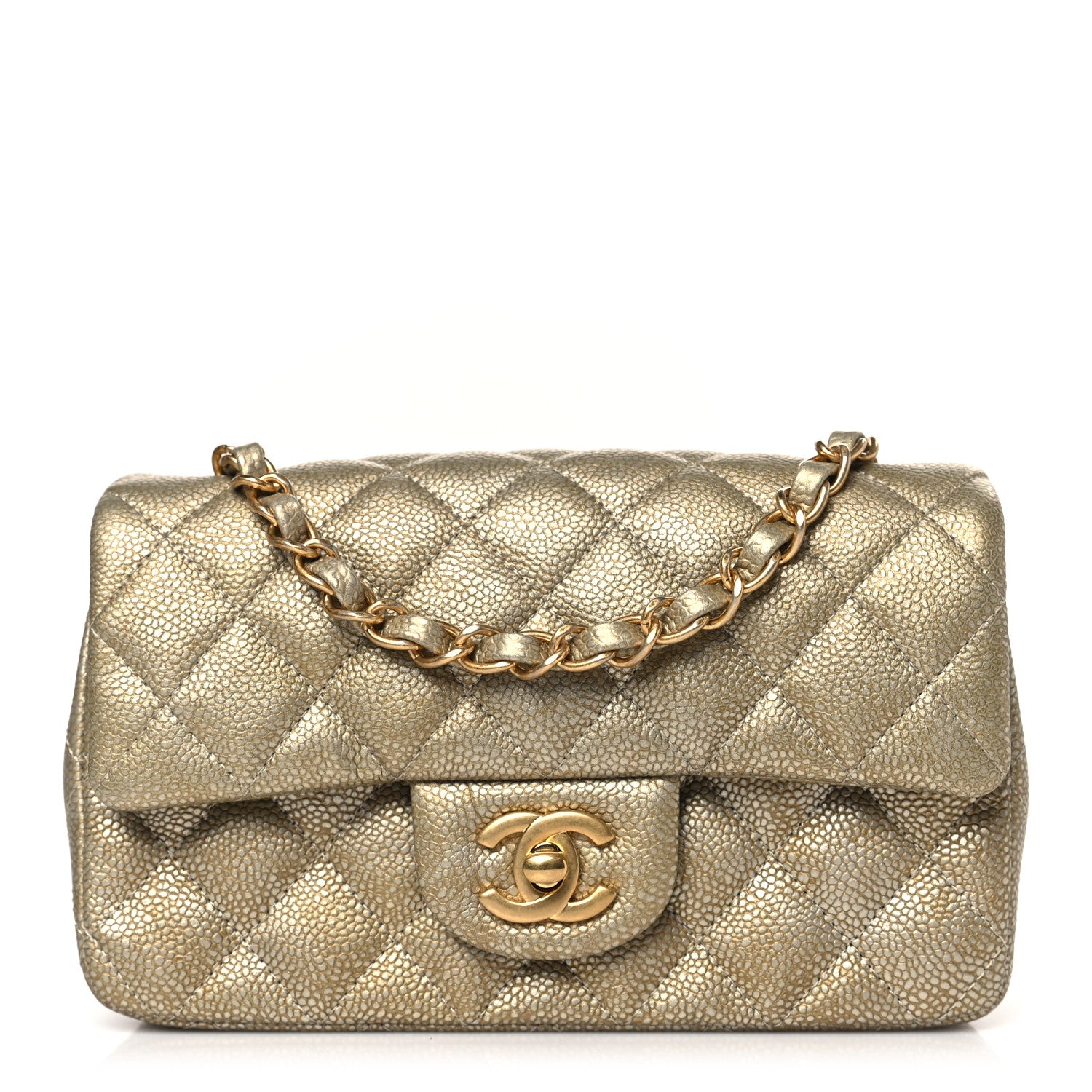 Chanel Metallic Caviar Quilted Mini Rectangular Flap Gold 1 of 10