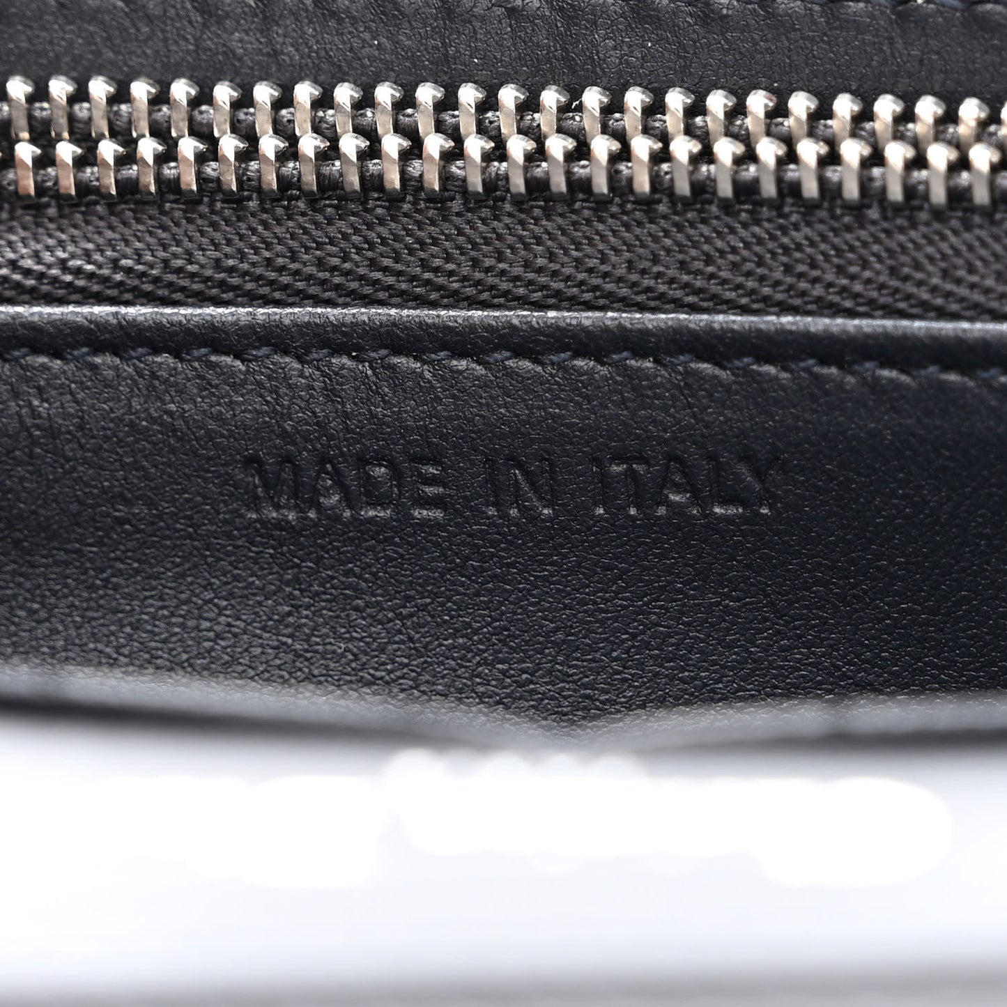 Metallic Patent Micro-Cannage Diorama Wallet on Chain Pouch Silver