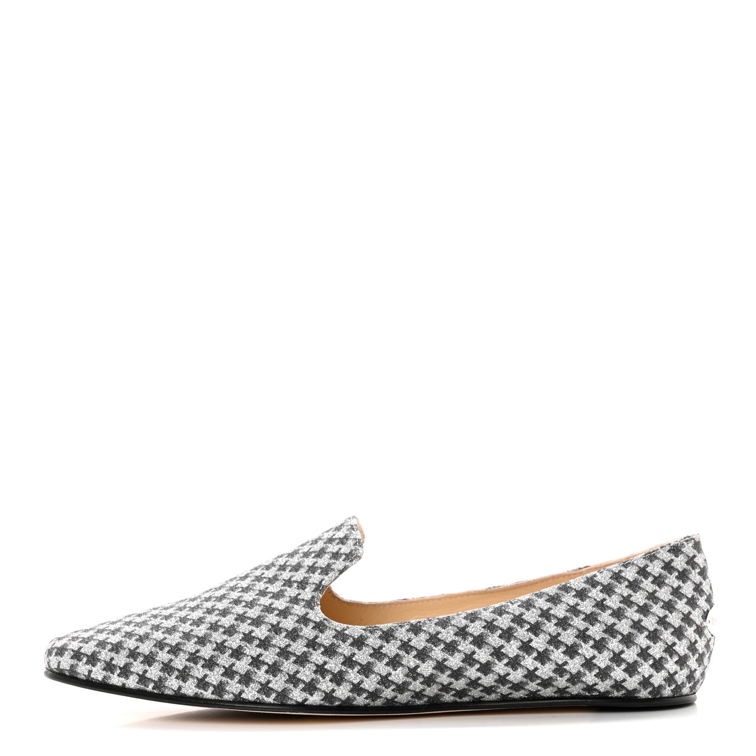 Jimmy Choo Glitter Houndstooth Wheel Weekend Slipper 38 Black Silver 1 of 13