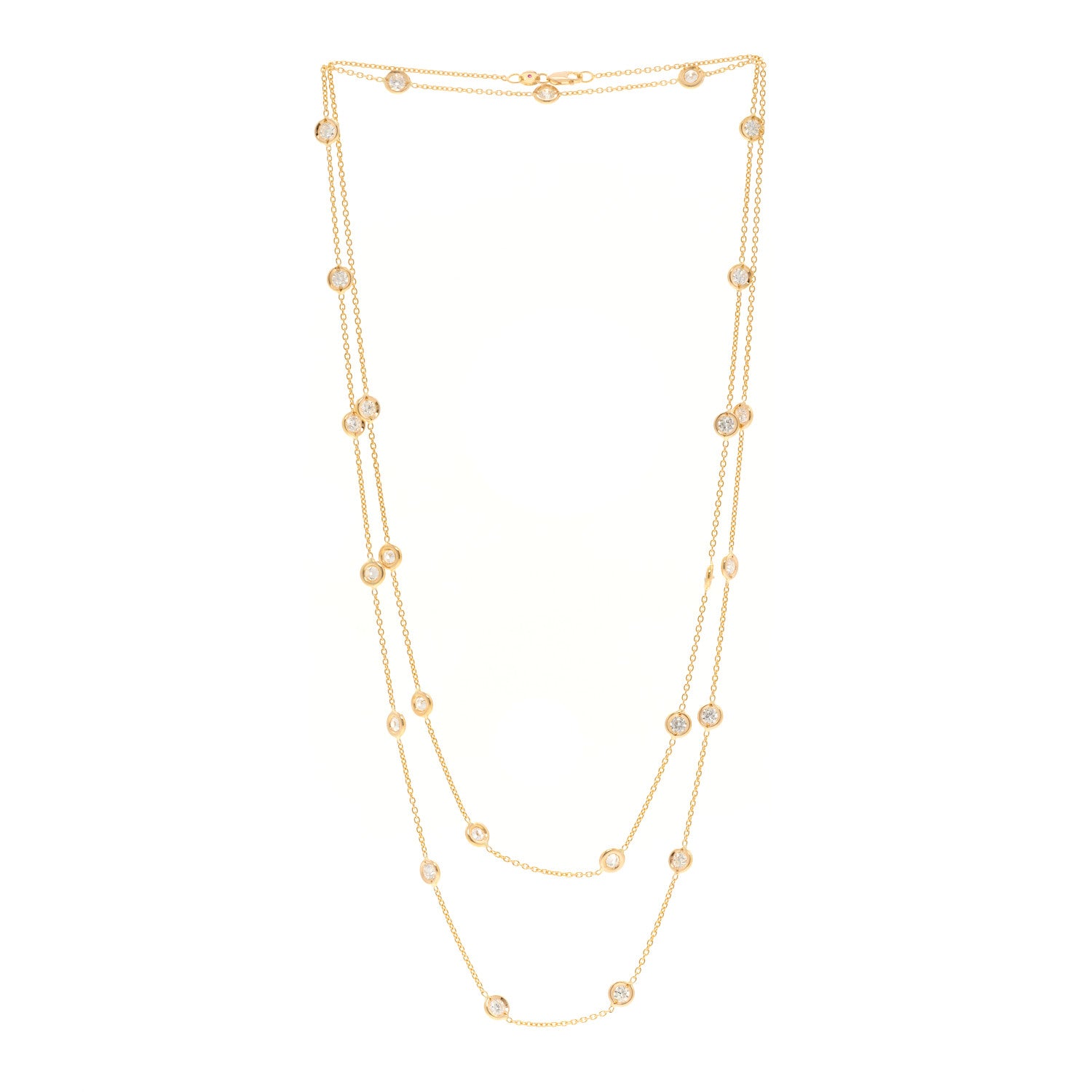 Roberto Coin 18K Rose Gold Diamond 4.25ctw Diamonds By The Inch Twenty-Five Station Necklace 3 of 4