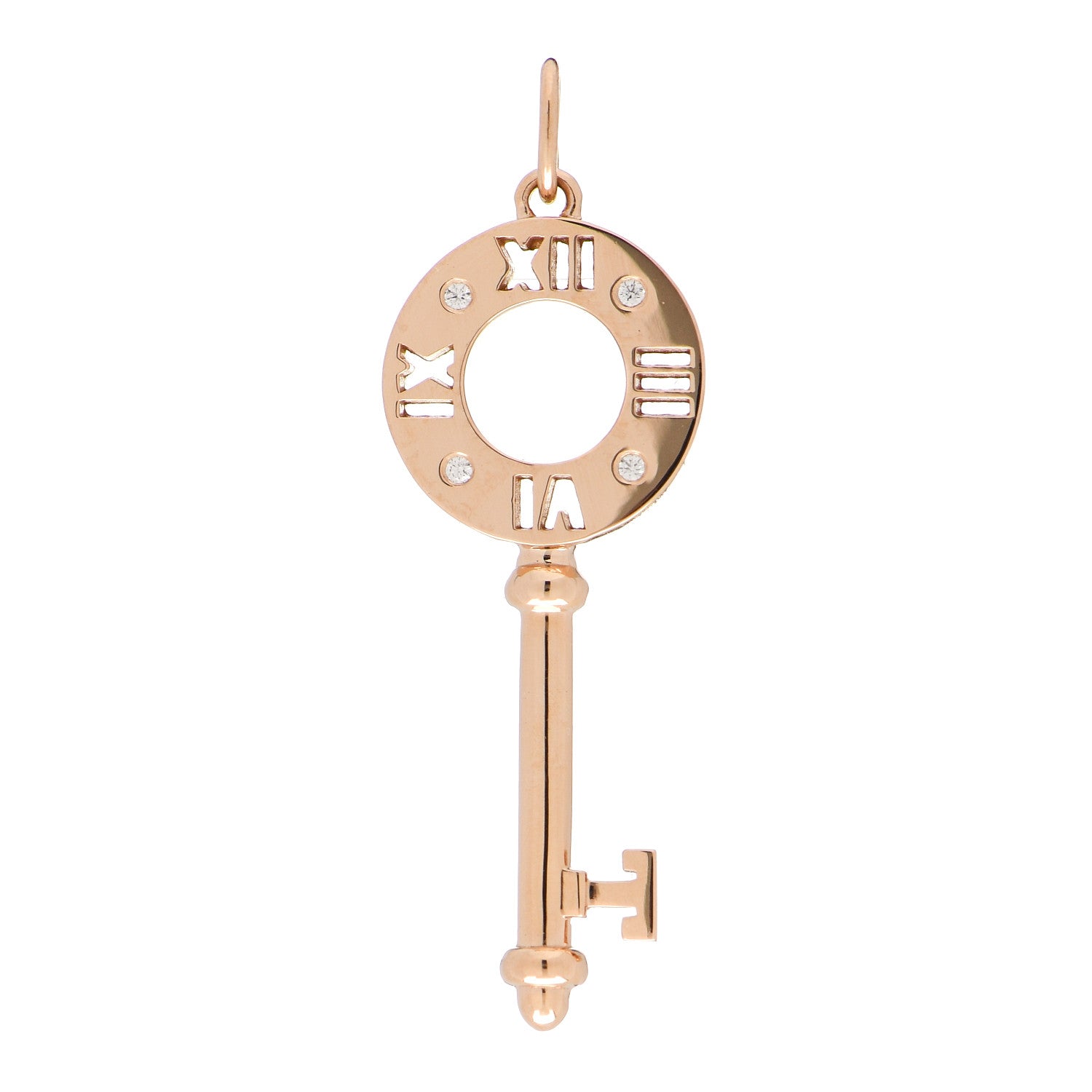 Tiffany 18K Rose Gold Diamond Atlas Pierced Key Pendant 1 of 3