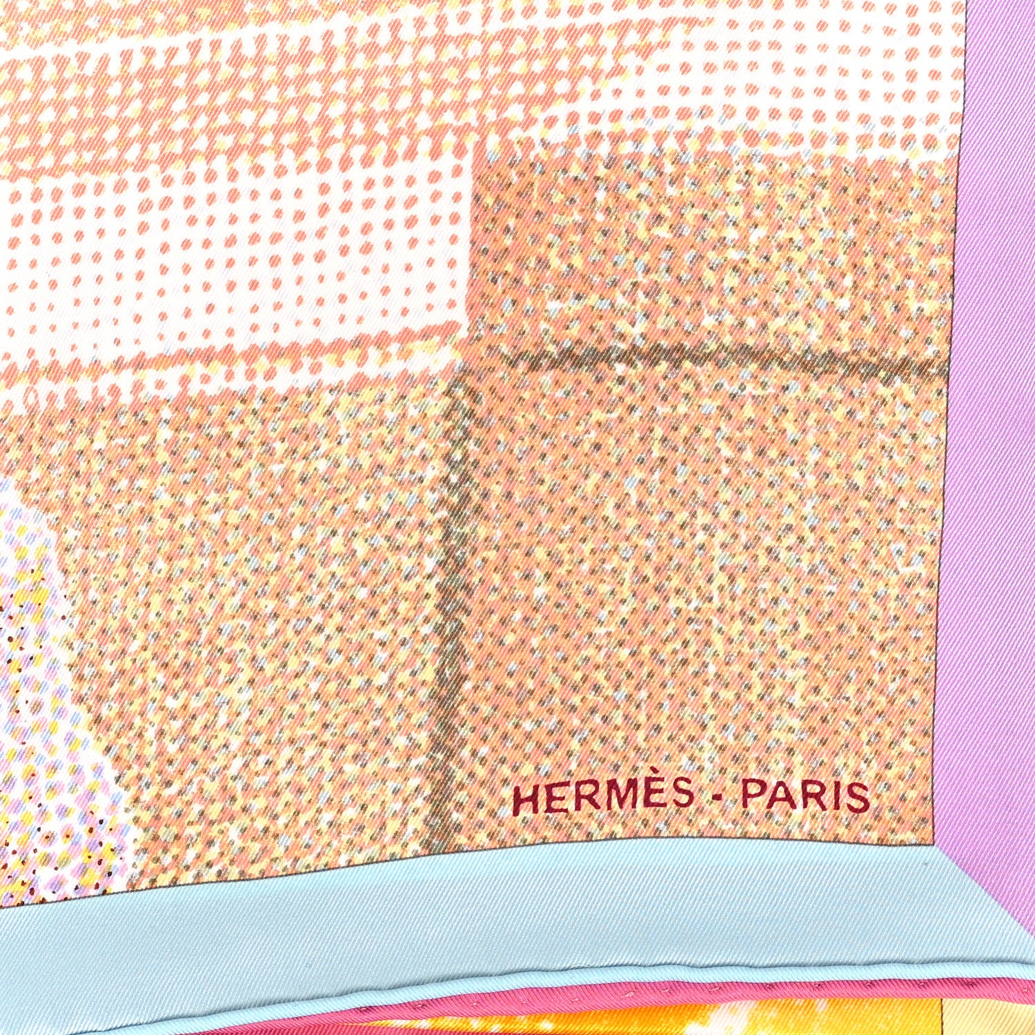 Hermes Vintage Silk Regard de Soie Scarf 70 Bleu Rose Jaune 2 of 3