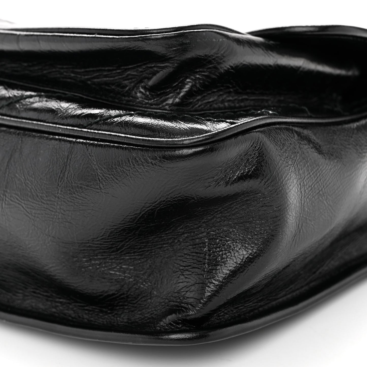 Crinkled Calfskin Matelasse Monogram Medium Niki Chain Satchel Black