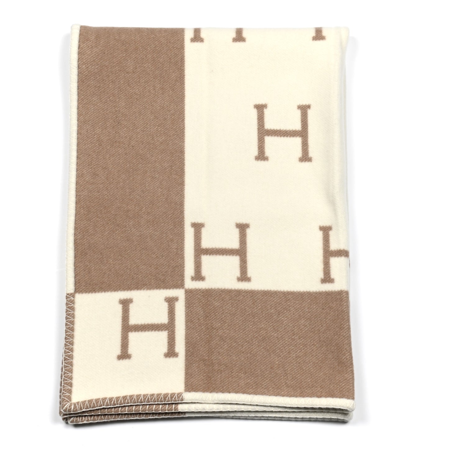 Wool Cashmere Avalon Baby Blanket Noisette Moyen White