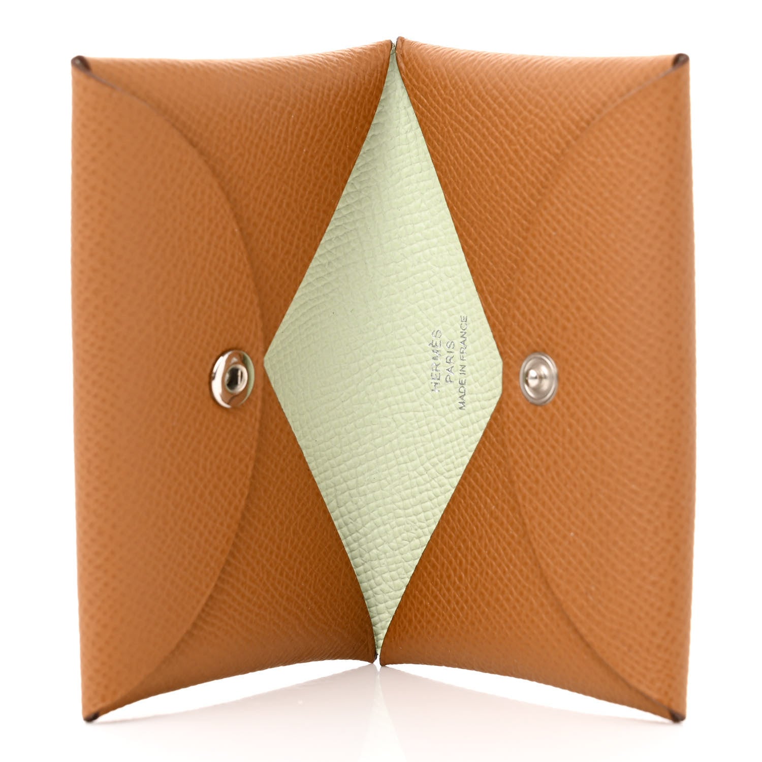 Hermes Epsom Verso Calvi Card Case Gold Vert Fizz 5 of 8