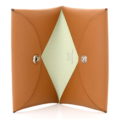 Hermes Epsom Verso Calvi Card Case Gold Vert Fizz 5 of 8