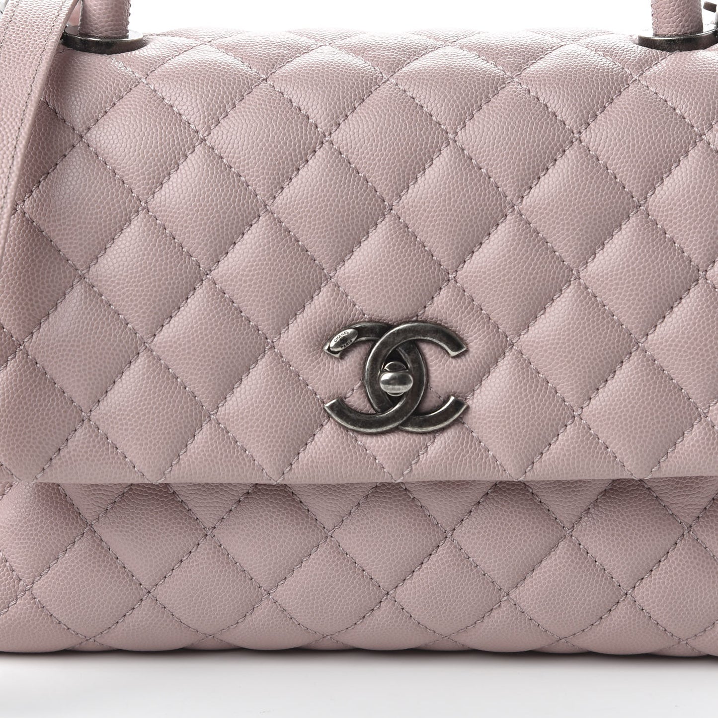 Caviar Quilted Small Coco Handle Flap Pink