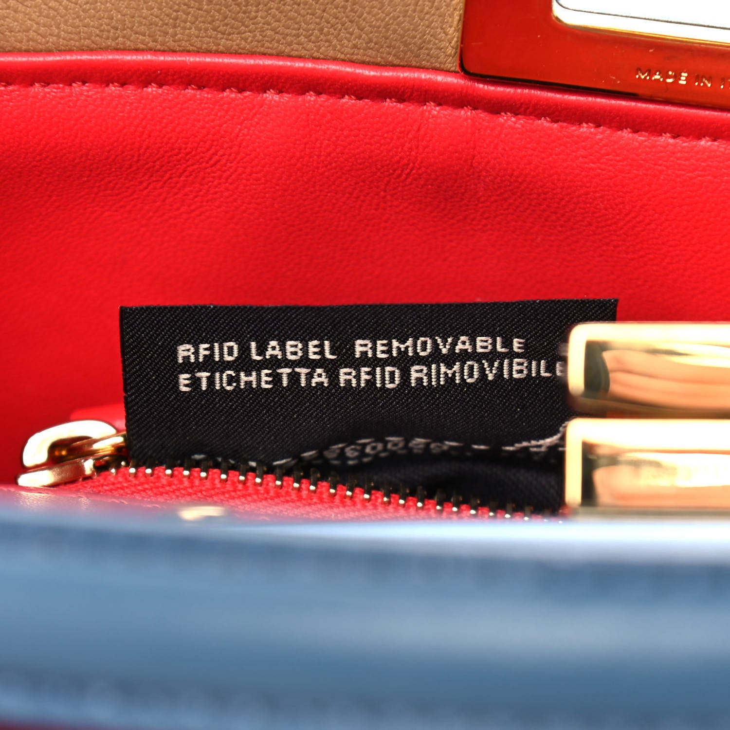 Fendi Nappa Colorblock Mini Peekaboo Iconic Satchel Cuoio Ceruleo Fiamma 7 of 14