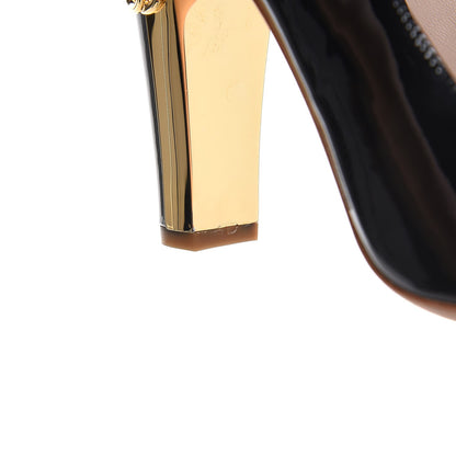 Chanel Patent Peep Toe CC Pumps 38.5 Black 12 of 12