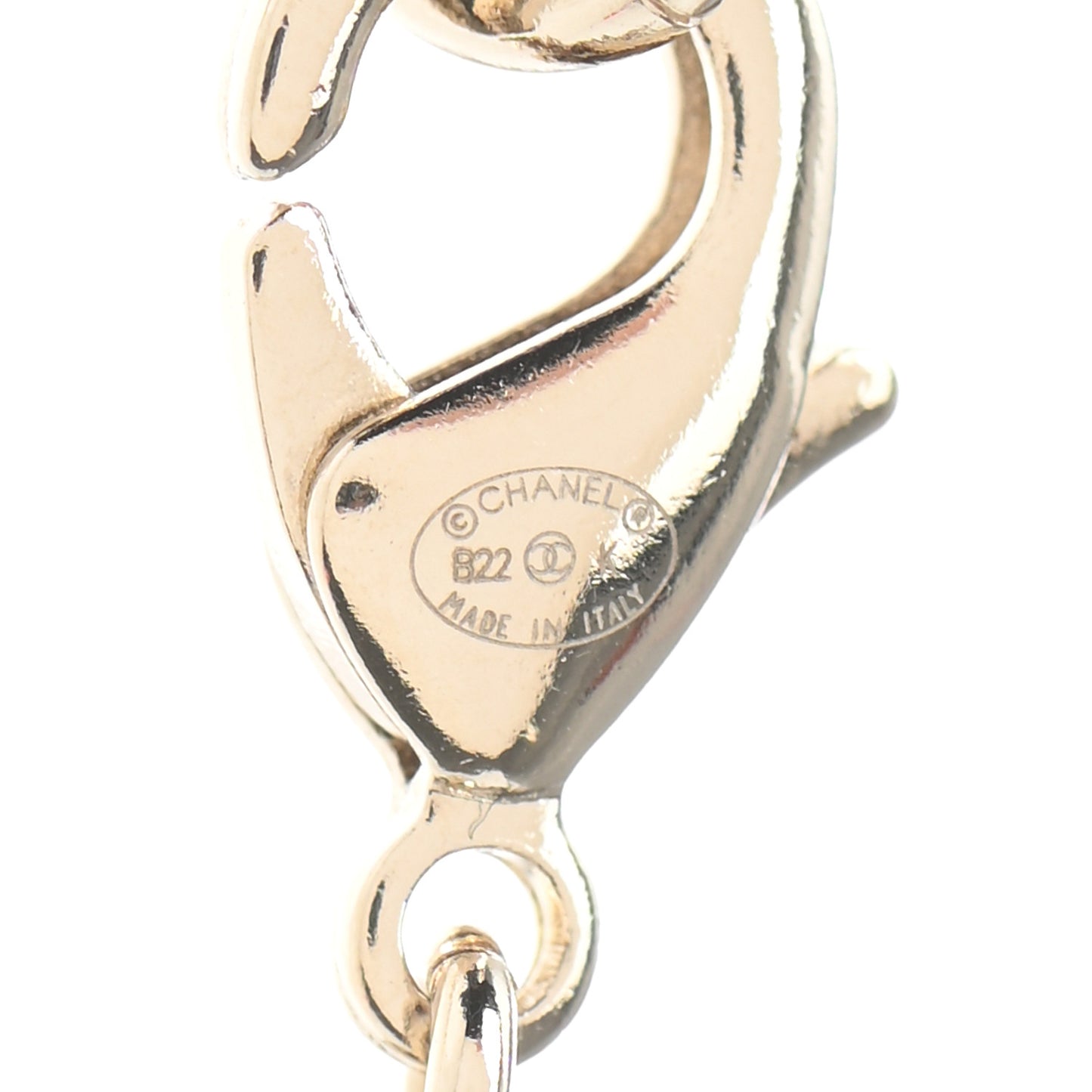 Lambskin CC Heart Mirror Locket Necklace Gold Black