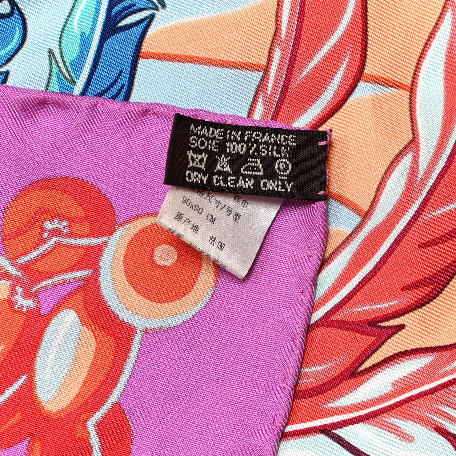 Hermes Silk Mythiques Phoenix Coloriage Scarf 90 Fuchsia Cobalt Orange 3 of 7