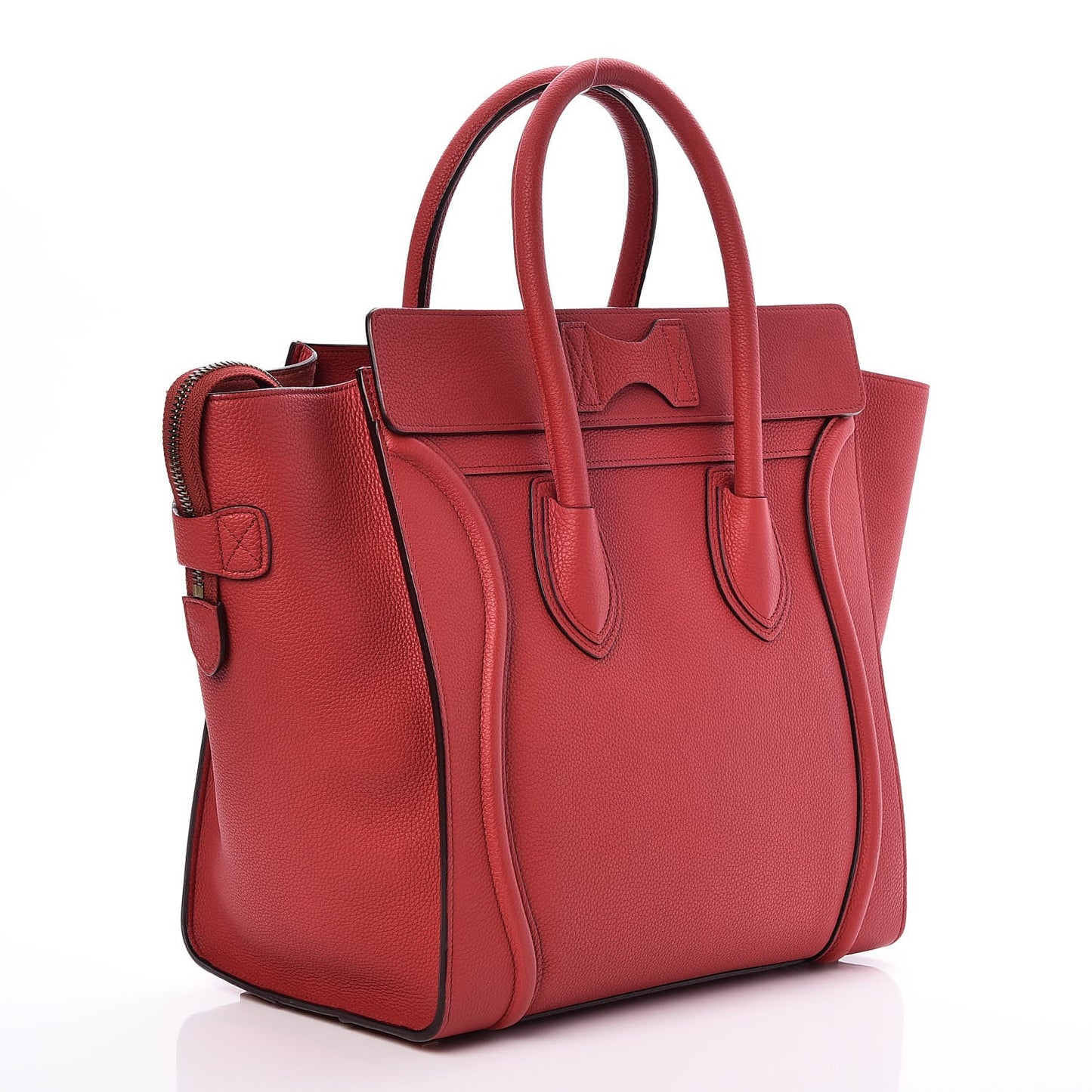 Baby Drummed Calfskin Mini Luggage Red