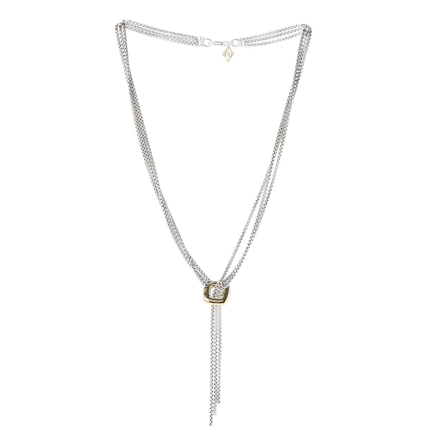 Sterling Silver 18K Yellow Gold Lariat Waterfall Necklace