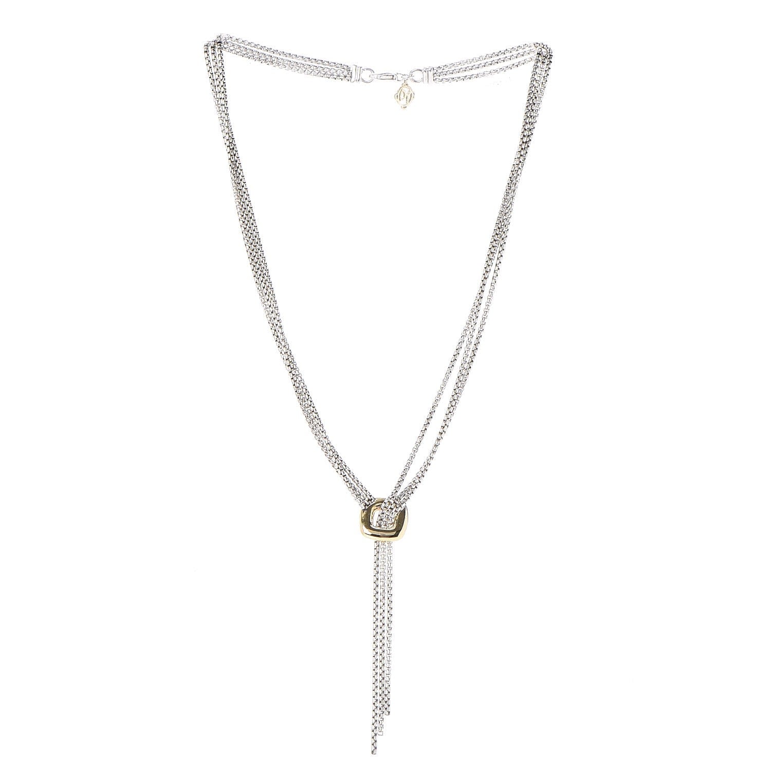 David Yurman Sterling Silver 18K Yellow Gold Lariat Waterfall Necklace 3 of 5