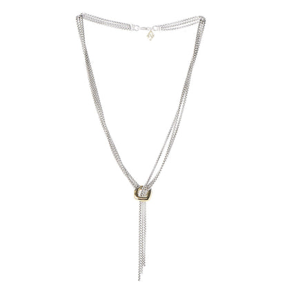 David Yurman Sterling Silver 18K Yellow Gold Lariat Waterfall Necklace 3 of 5