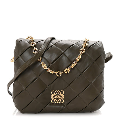 Loewe Lambskin Pleated Goya Puffer Bag Dark Khaki 1 of 9