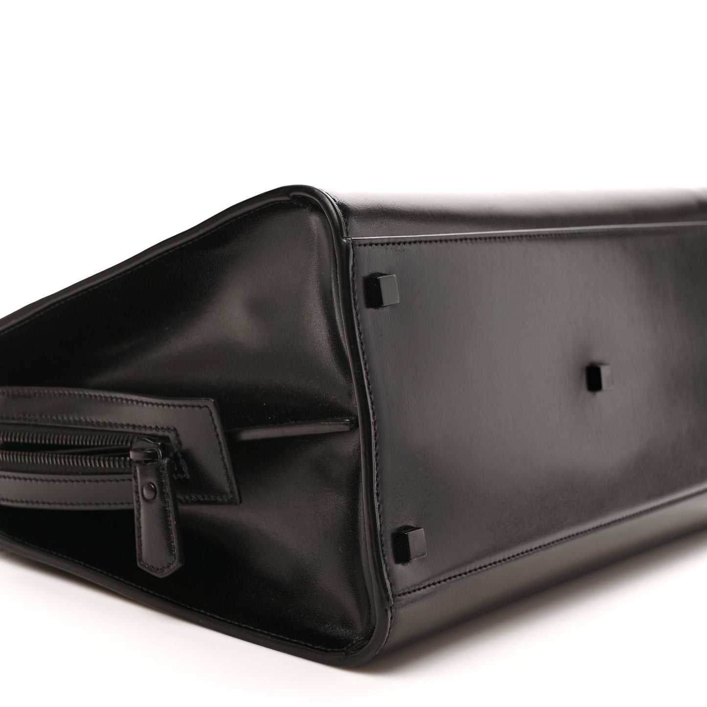 Shiny Calfskin Medium Uptown Tote Black