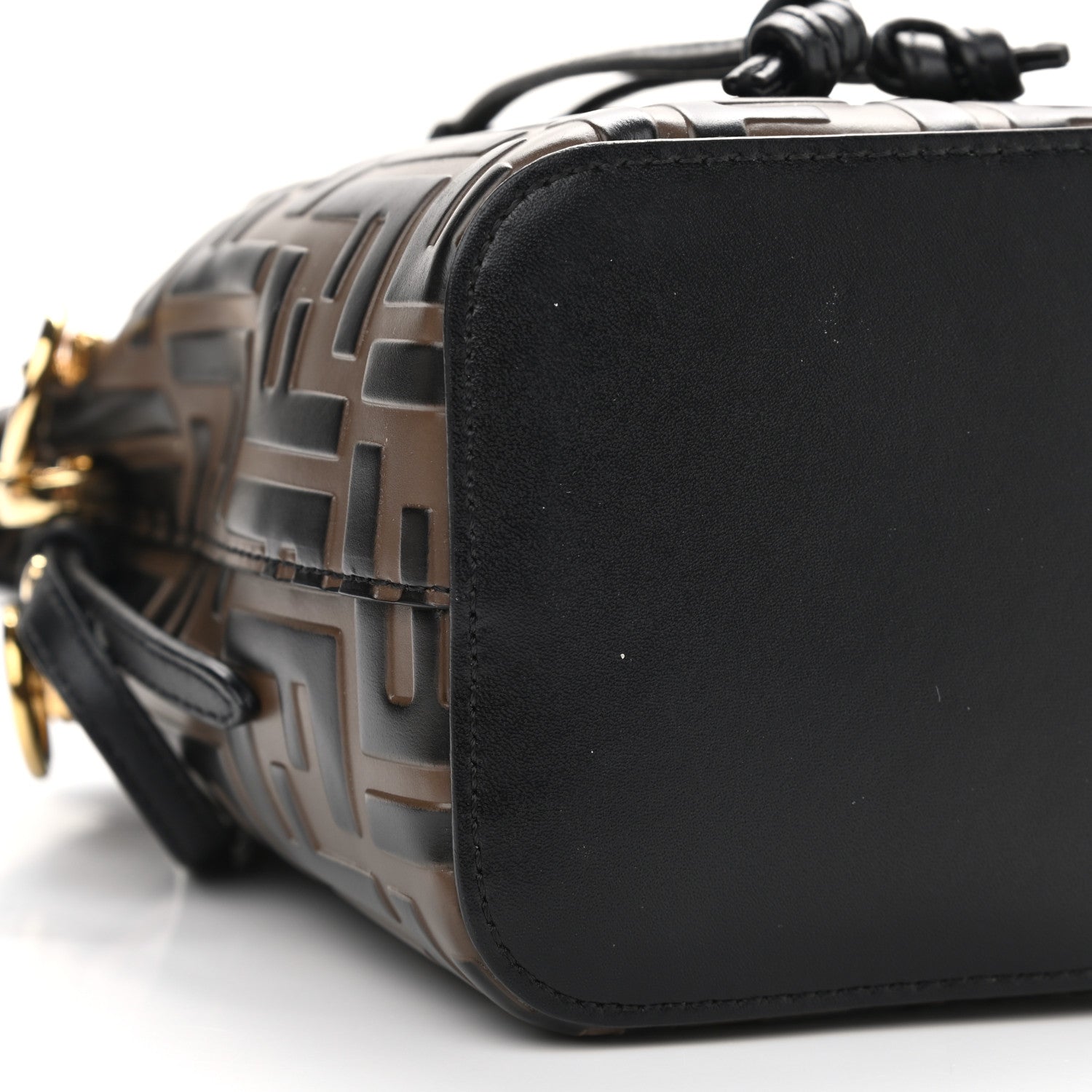 Fendi Vitello Liberty F is Fendi Bi-Color FF 1974 Embossed Mini Mon Tresor Bucket Bag Maya Black 10 of 12