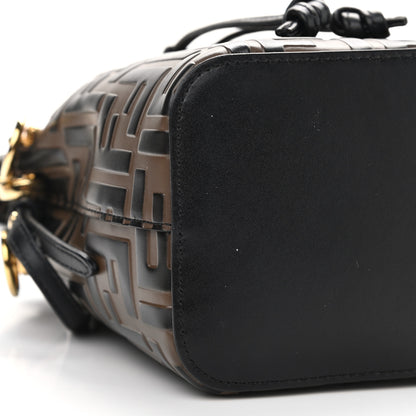 Fendi Vitello Liberty F is Fendi Bi-Color FF 1974 Embossed Mini Mon Tresor Bucket Bag Maya Black 10 of 12