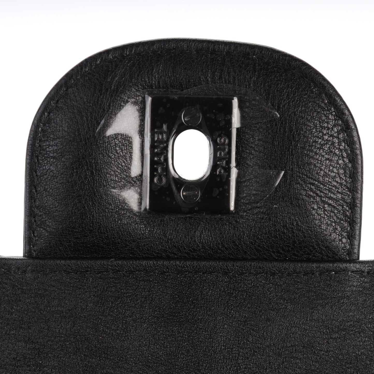 Crumpled Calfskin Quilted Jumbo Double Flap So Black