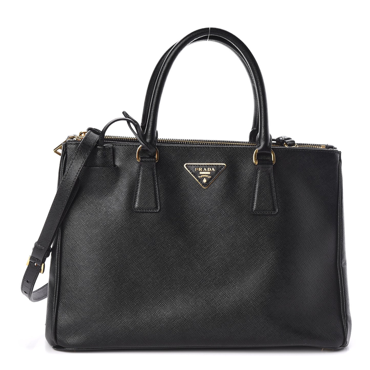 Saffiano Medium Galleria Double Zip Tote Black