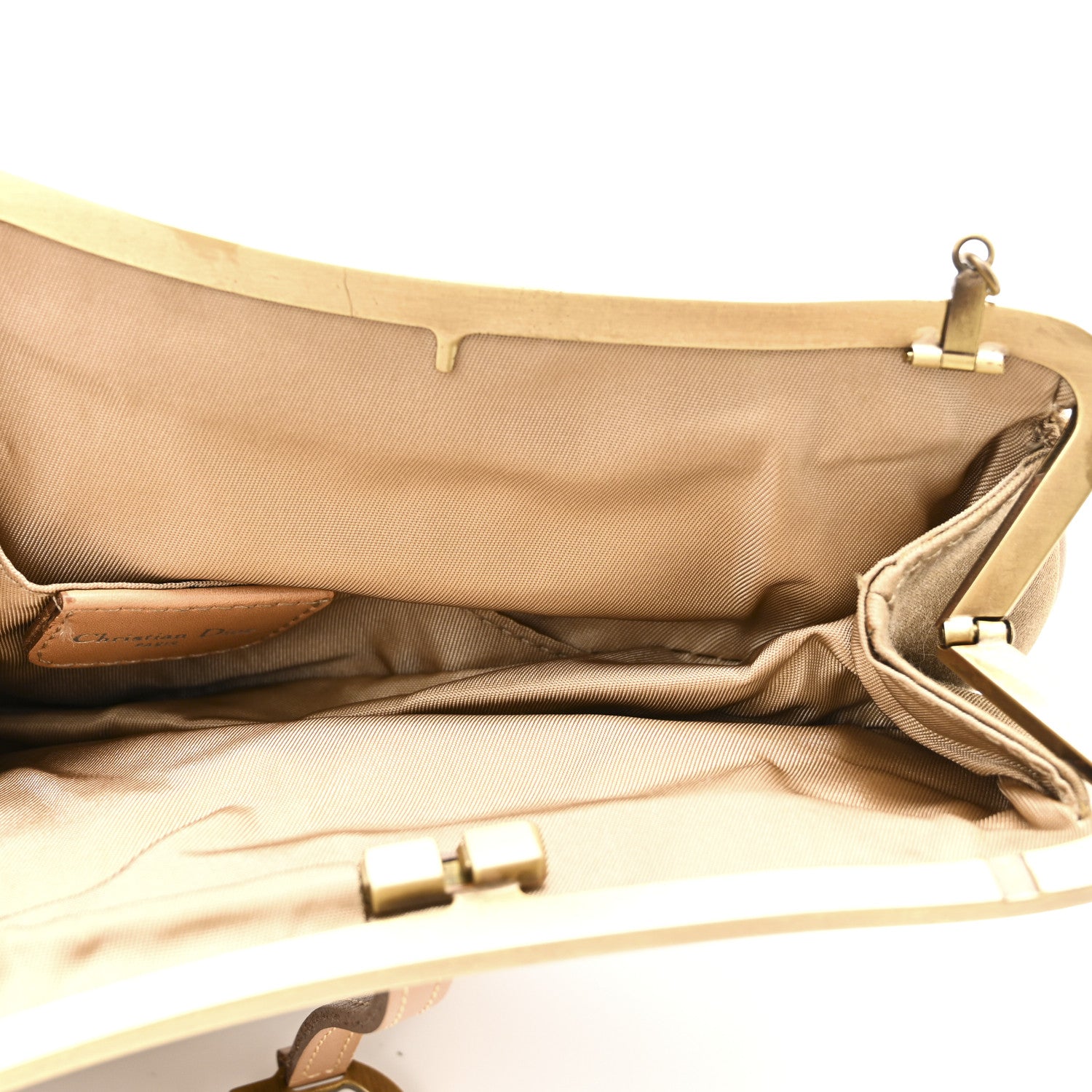 Christian Dior Canvas Calfskin Beaded Embroidered Mini Frame Saddle  Beige 6 of 10