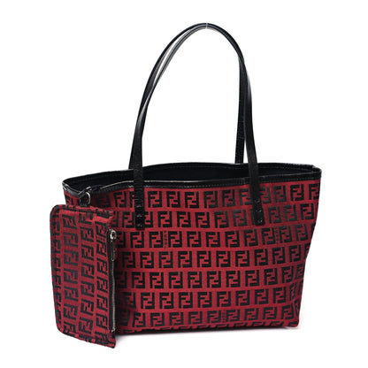 Fendi Zucchino Tote Red Black 3 of 14