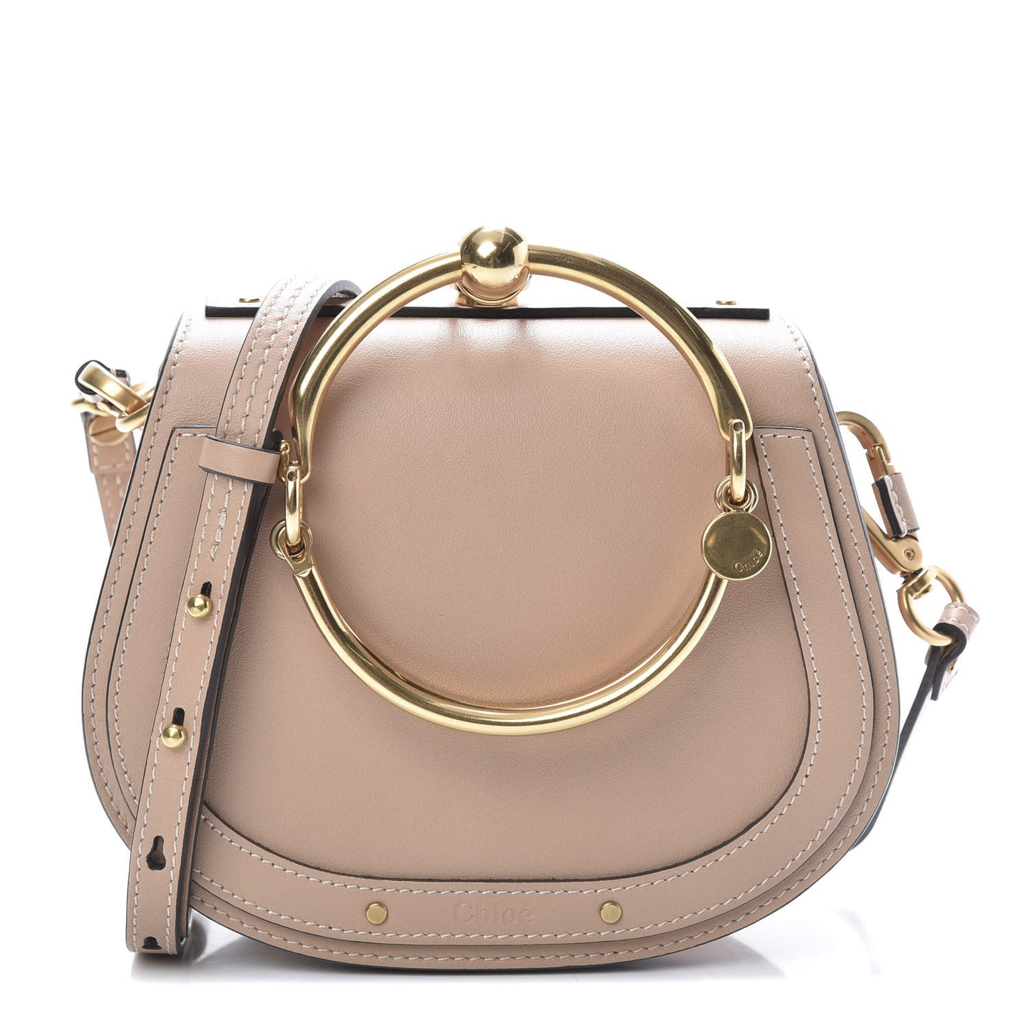 Calfskin Suede Small Nile Bracelet Bag Biscotti Beige