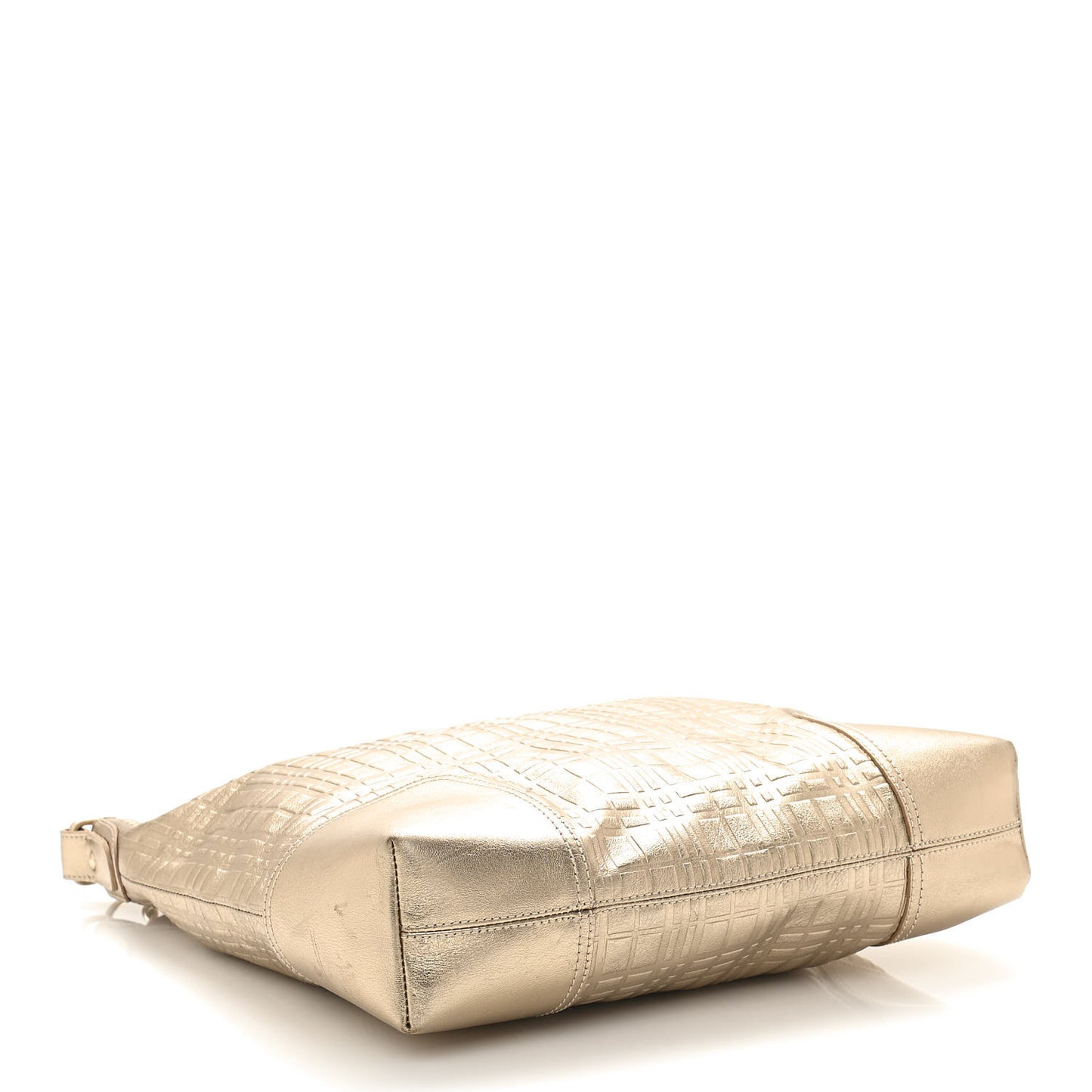 Metallic Calfskin Embossed Hobo Gold