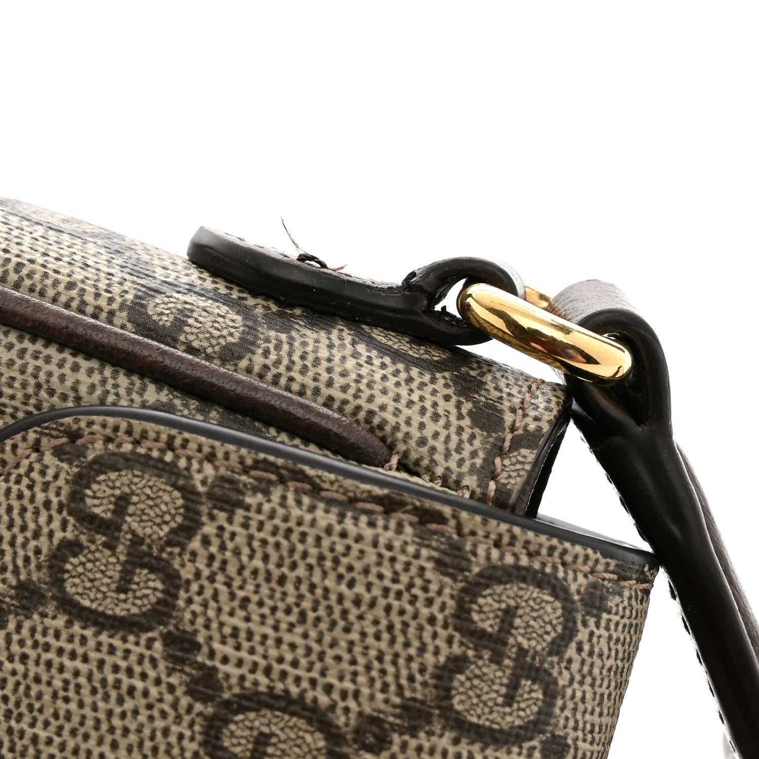 Gucci GG Supreme Monogram Textured Dollar Calfskin Web Mini Ophidia Envelope Shoulder Bag Beige Ebony 11 of 12