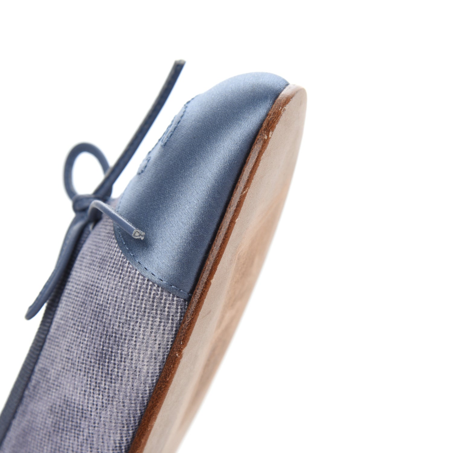 Chanel Satin Denim Goatskin CC Cap Toe Ballerina Flats 35 Blue 19 of 32