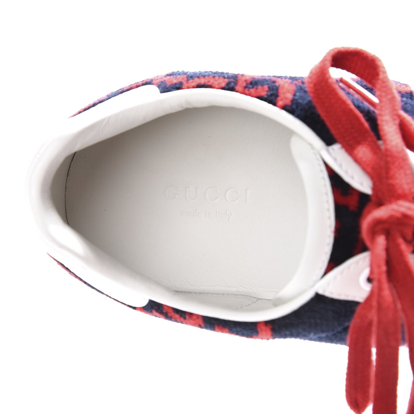 Terry Cloth GG Monogram Web Womens Ace Sneakers 38.5 Blue Red