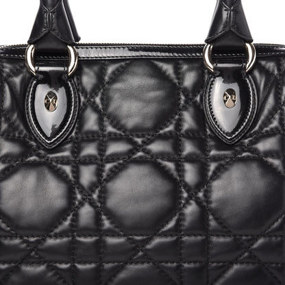 Christian Dior Lambskin Cannage 2 Dior Zip Top Satchel Black 10 of 10