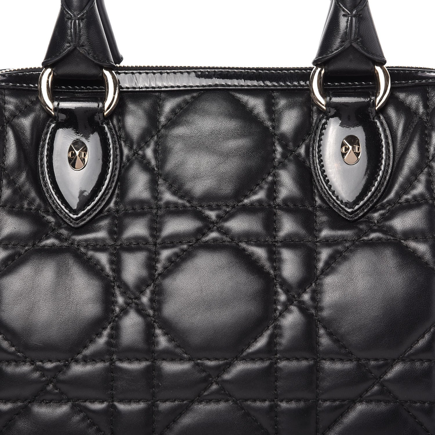 Christian Dior Lambskin Cannage 2 Dior Zip Top Satchel Black 10 of 10