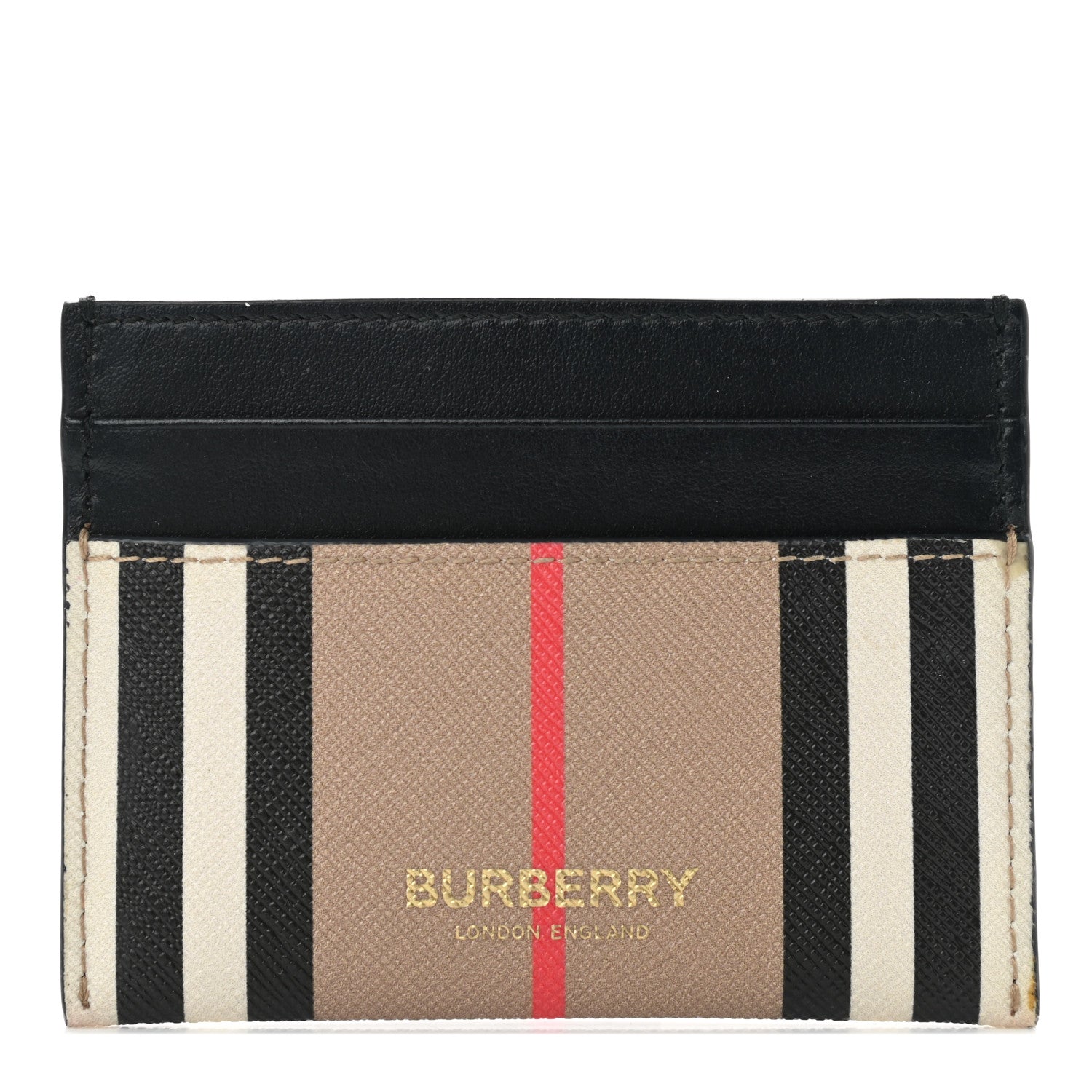 Burberry E-Canvas Calfskin Icon Stripe Card Case Archive Beige 1 of 8