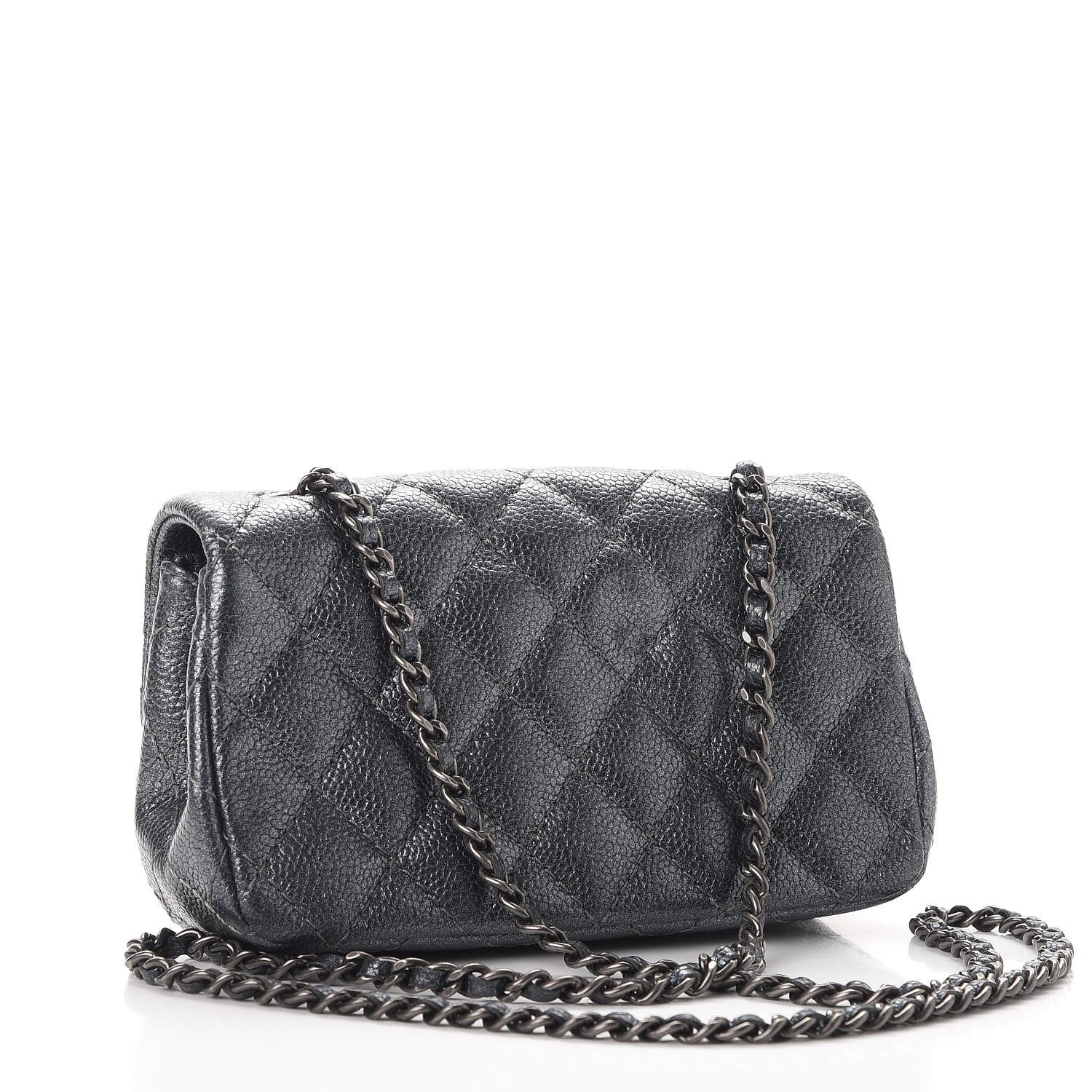 Chanel Metallic Caviar Quilted Extra Mini Flap Dark Grey 3 of 7