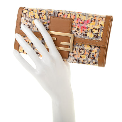 Fendi Zucchino Vitello Floral Forever Continental Wallet Pesca Giallo Saddler 2 of 11