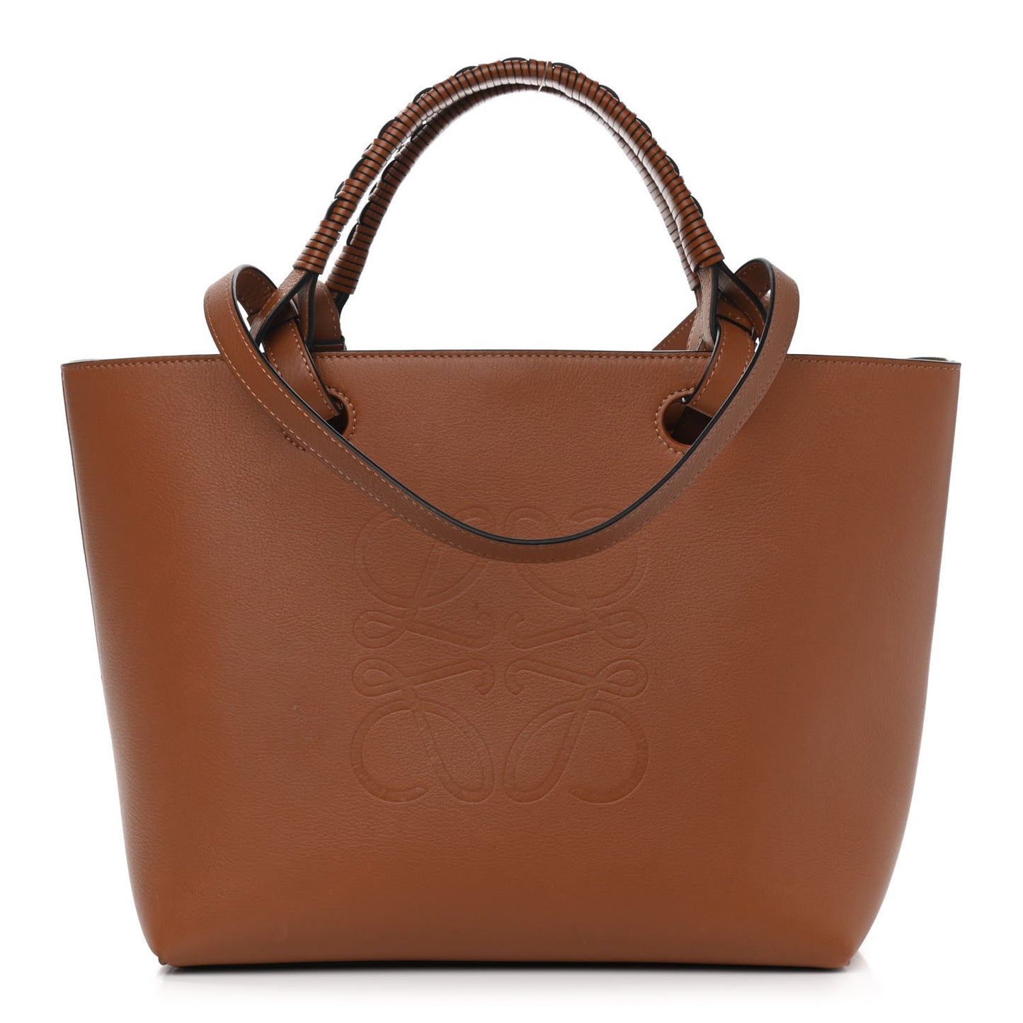 Smooth Calfskin Small Anagram Tote Tan