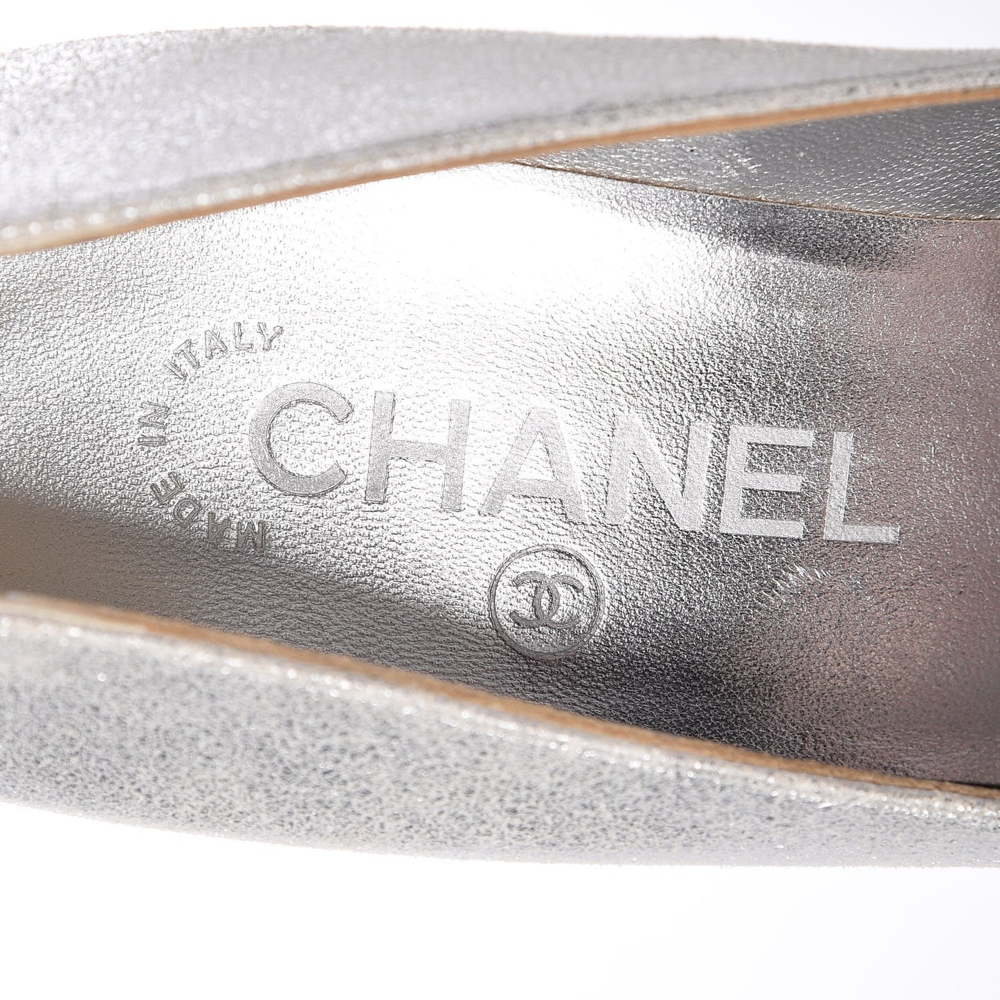 Metallic Lambskin Cap Toe CC Pumps 37.5 Silver Black