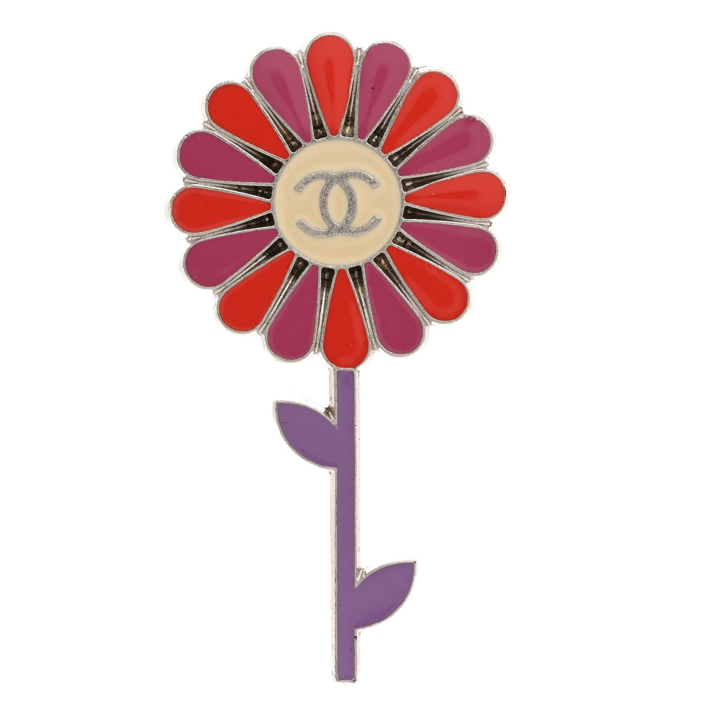 Enamel Sunflower CC Brooch Orange Purple