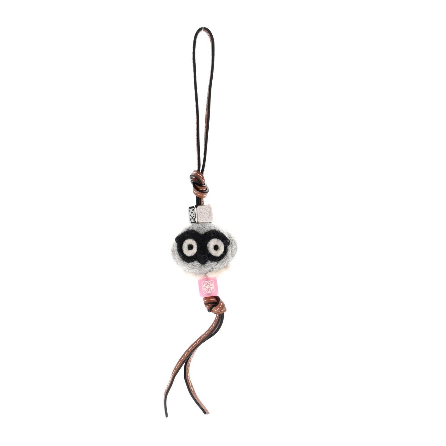 Felt Calfskin Baby Owl Bag Charm Tan