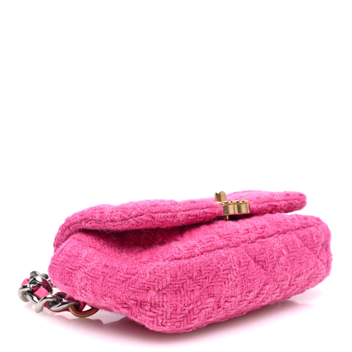 Tweed Quilted Chanel 19 Waist Bag Pink