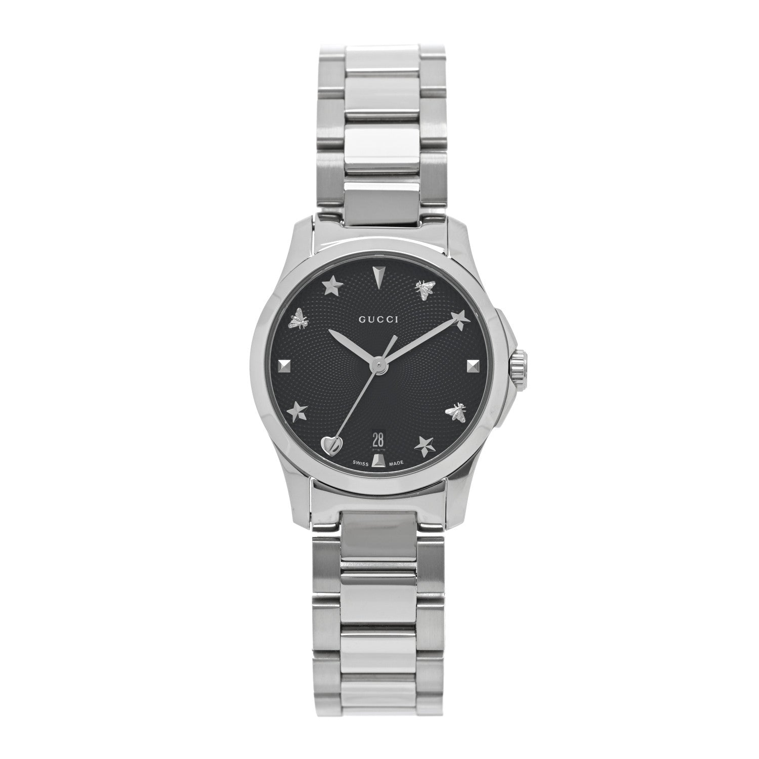 Gucci Stainless Steel 27mm G-Timeless Charm Quartz Watch Black 1 of 4