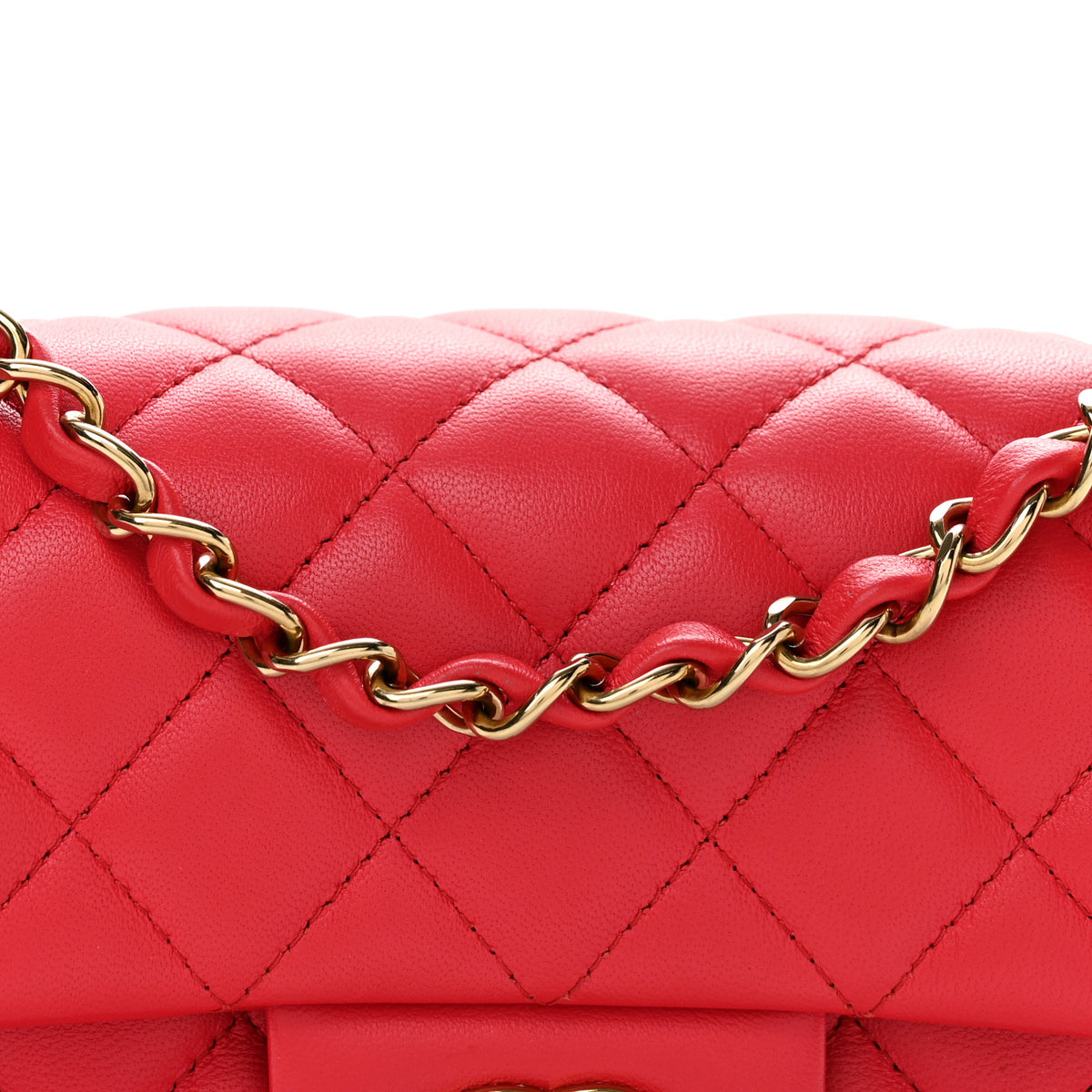 Chanel Lambskin Quilted Mini Rectangular Flap Dark Pink 8 of 13