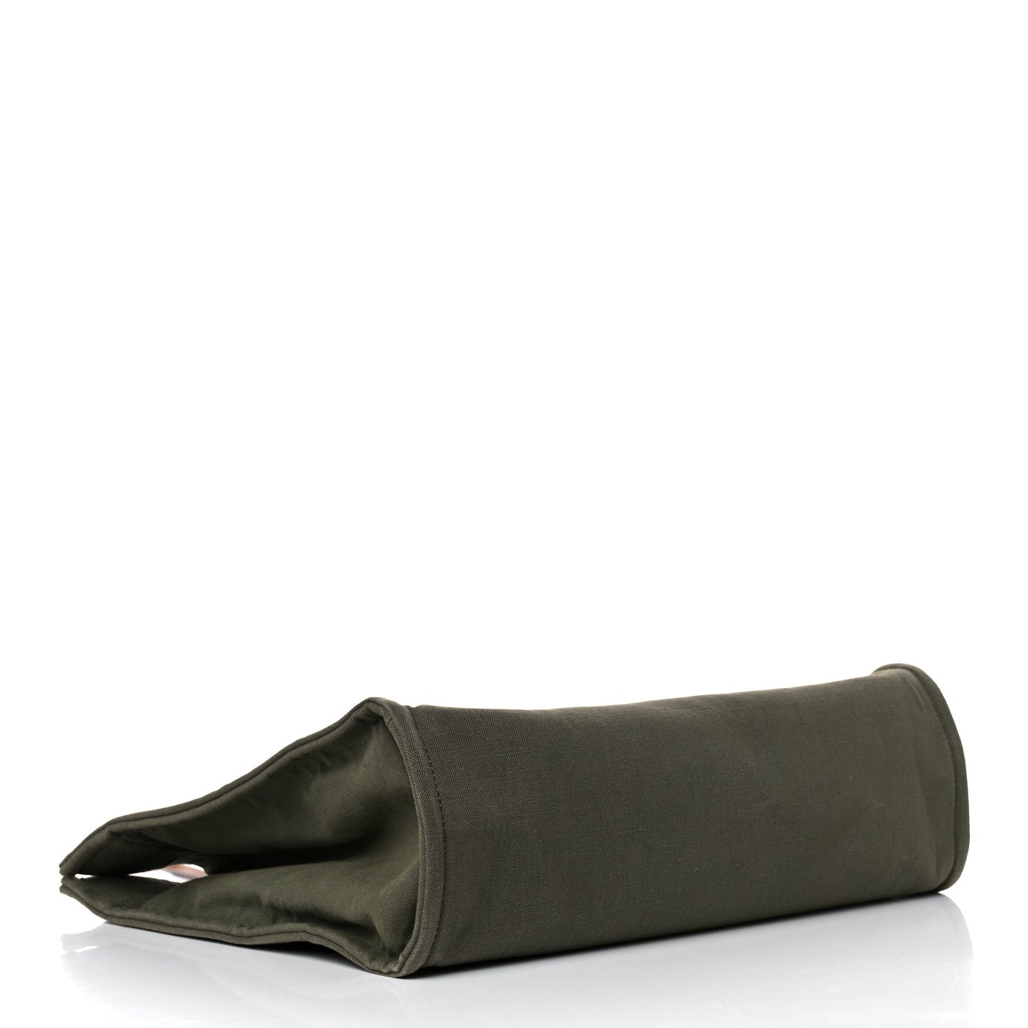 Canvas Calfskin Vertical Cabas Green