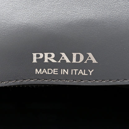 Prada Soft Calfskin Impunture Diagramme Large Chain Flap Shoulder Bag Mercurio 5 of 7