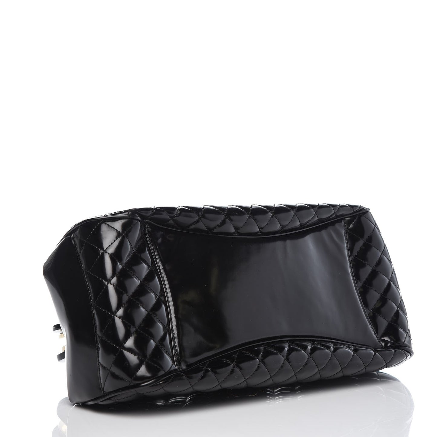 Glazed Calfskin Quilted Small Mademoiselle Frame Bag Black