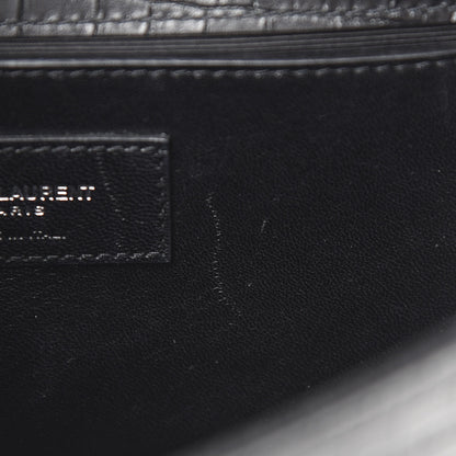 Saint Laurent Calfskin Crocodile Embossed Monogram Small Kate Tassel Satchel Black 10 of 10