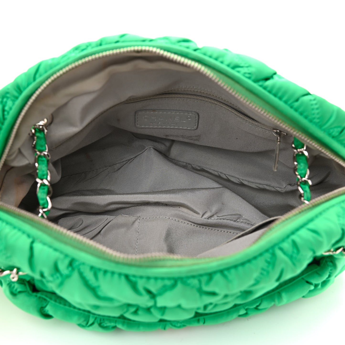 Nylon Bubble Quilt Shoulder Bag Green